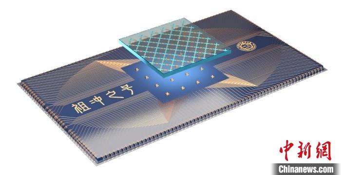 量子計算芯片示意圖。